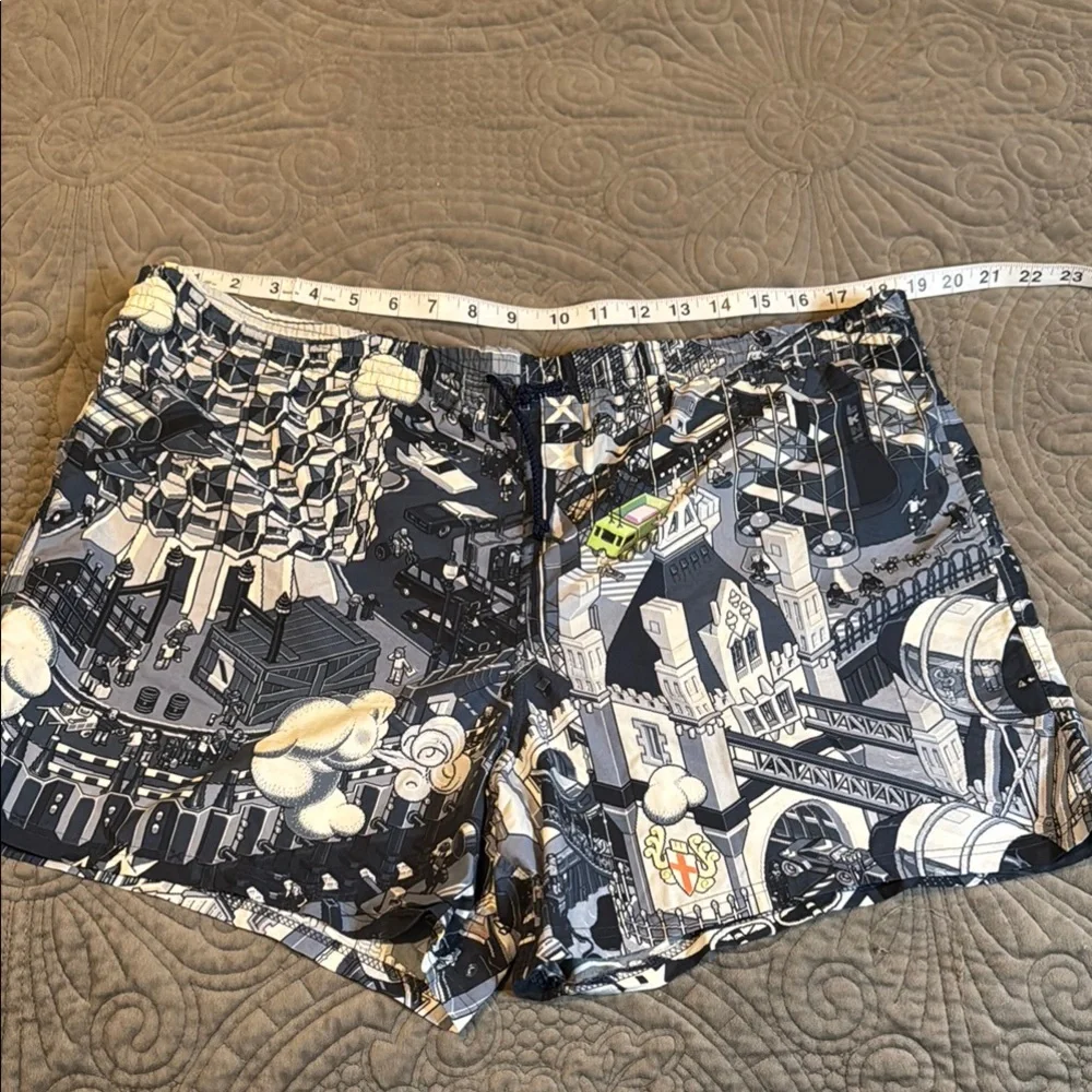 Paul Smith Black and Gray Graphic Swim Trunks